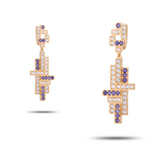 Эксклюзивные серьги “Ника”, бренд “Denisov & Gems”, камни иолит, топаз