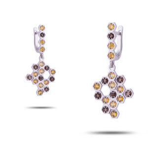 Эксклюзивные серьги “Медовая жизнь”, бренд “Denisov & Gems”, камни кварц, цитрин