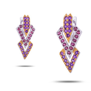 Эксклюзивные серьги “Юнона”, бренд “Denisov & Gems”, камни родолит, аметист