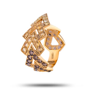 Эксклюзивное кольцо “Юнона”, бренд “Denisov & Gems”, камни топаз, цитрин, раухтопаз, кварц