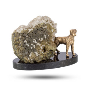 Фигурка «Ротвейлер», камни апофиллит, кварц, гранат, 70 см