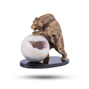 Фигурка «Медведь с шаром» с камнями аметист, агат, 14 см