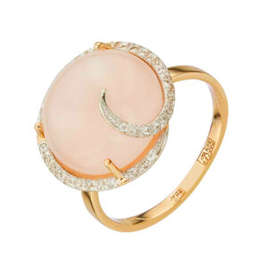 Кольцо золотое с розовым кварцем, размер 17