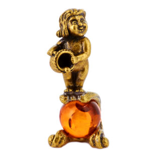 Оригинальный подарок Фигурка из камня “Водолей” Драгоценный камень янтарь Литье бронза