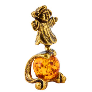 Фигурка из натурального камня “Дева” Драгоценный камень янтарь Литье бронза