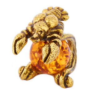 Памятный подарок для знака зодиака “Рак” Драгоценный камень янтарь Литье бронза
