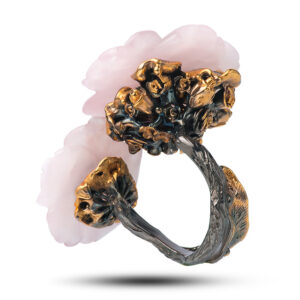 Кольцо серебряное «Дуэт», камни розовый кварц, родолит, размер 17,5