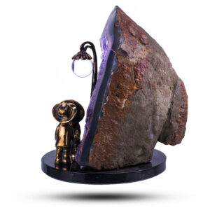 Фигурка «Влюбленные» из камня аметист, основание празиолит, 15,5 см
