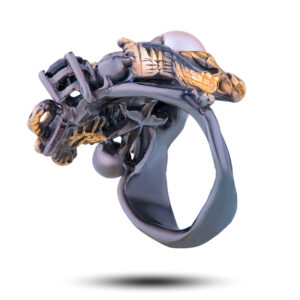 Женское серебряное кольцо с розовым жемчугом и фианитами Дары моря, размер16,5