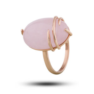 Эксклюзивное золотое кольцо Камень розовый кварц