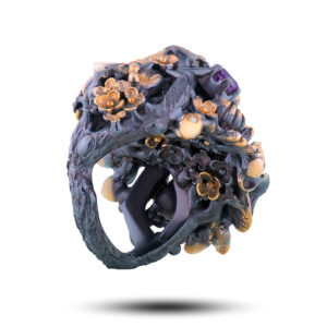 Кольцо серебряное «Букет для любимой», камни аметист, топаз, фианит, размер 16