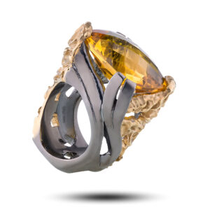 Авторское мужское кольцо, бренд “Denisov & Gems”, камень цитрин