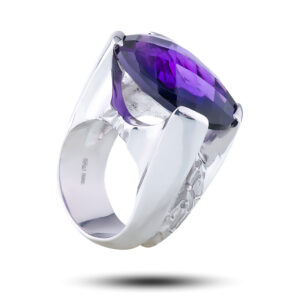 Эксклюзивное мужское кольцо, бренд”Denisov & Gems”, камень аметист