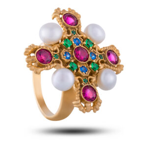 Авторское кольцо “Крест”, бренд “Denisov & Gems”