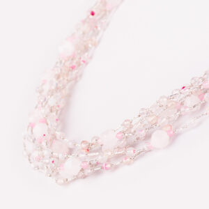 Бусы, бренд “Aida”, камни розовый кварц, кристаллы