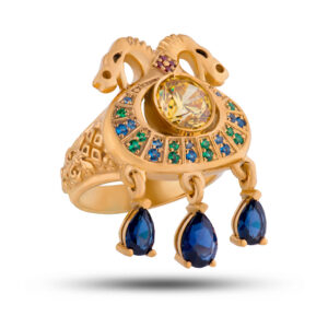 Эксклюзивное авторское кольцо “Двухглавый конь”, бренд “Denisov & Gems”