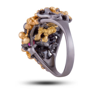 Кольцо серебряное «Розовая мечта», камни аметист, родолит, размер 17