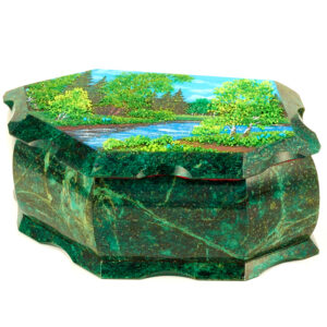 Ларец «Летний пейзаж», камень змеевик, 20 см