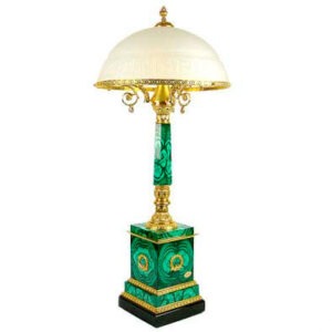 Лампа настольная «Малахитовый дар», камни малахит и долерит, 70 см