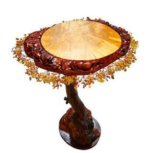 Стол «Солнечный круг», камень янтарь, 60 см