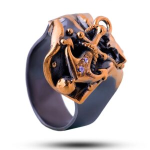 Кольцо серебряное «Якорь», камень фианит, размер 18,5