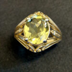 Кольцо "Овация", камни лимонный кварц, фианит, серебро, размер 19,5, Арт. 1306005