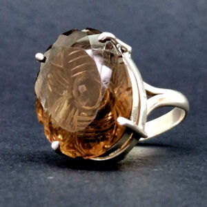 Кольцо НГ-12730, камень раухтопаз глиптика, размер 17,5