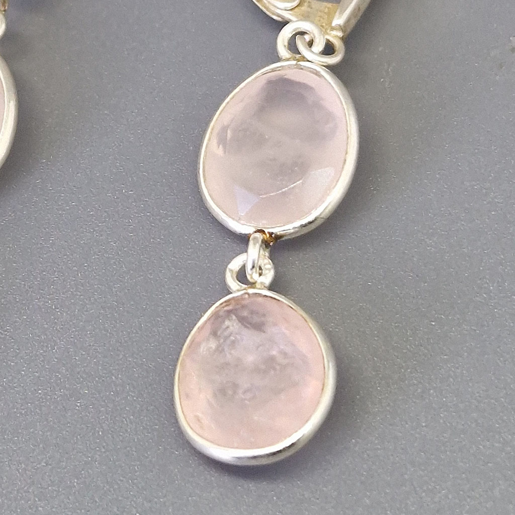 Серьги НГ-13161, камень розовый кварц