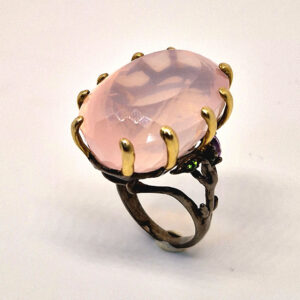 Кольцо из камней аметист, розовый кварц, тсаворит, размер 19, Арт. НГ-6799