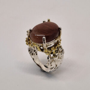 Кольцо с камнями кварц, волосатик, размер 18, НГ-6878