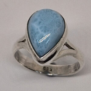 Кольцо с ларимаром, серебро, размер 19, НГ-12584