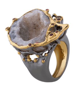 серебряное кольцо с жеодой агата