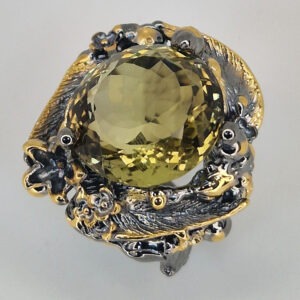Кольцо с цитрином, серебряное, размер 18, 01010308-1