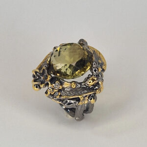 Кольцо из камня цитрин, серебро, размер 18, Арт. 01010308