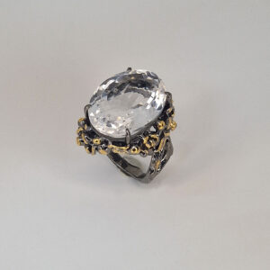 Кольцо с камнем горный хрусталь, серебро, размер 18, Арт. 01010308-3