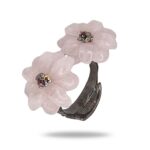 кольцо из серебра с цветами из розового кварца-вид2