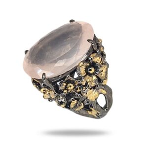 Кольцо из серебра с камнем розовый кварц 28.3ct Вид 3