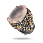 Кольцо из серебра с камнем розовый кварц 28.3 карат