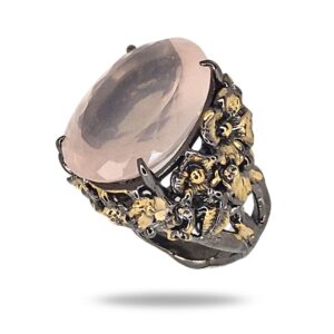 Кольцо из серебра с розовым кварцем 29.3ct