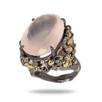 Кольцо из серебра с камнем розовый кварц 28.3ct Вид 4