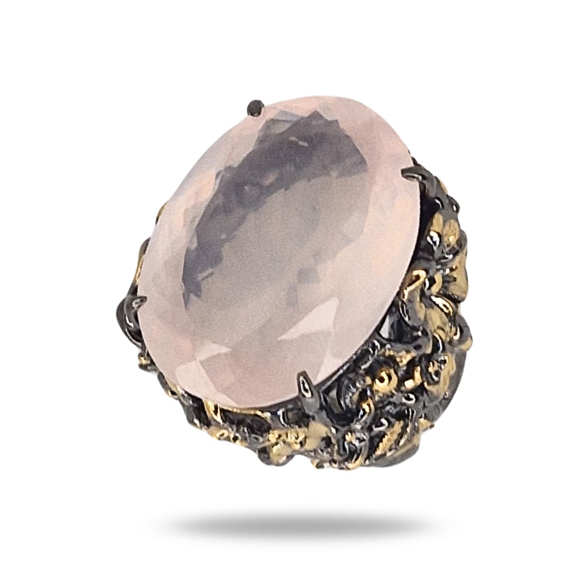 Кольцо из серебра с камнем розовый кварц 28.3ct Вид 2