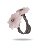 кольцо из серебра с цветами из розового кварца-вид3