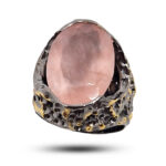 Кольцо из серебра с розовым кварцем Вид на огранку камня