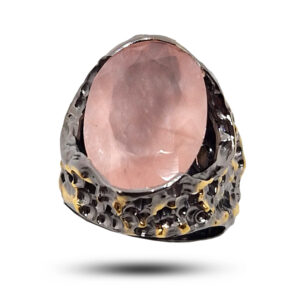 Кольцо из серебра с розовым кварцем «Пантеон», кольцо-перстень