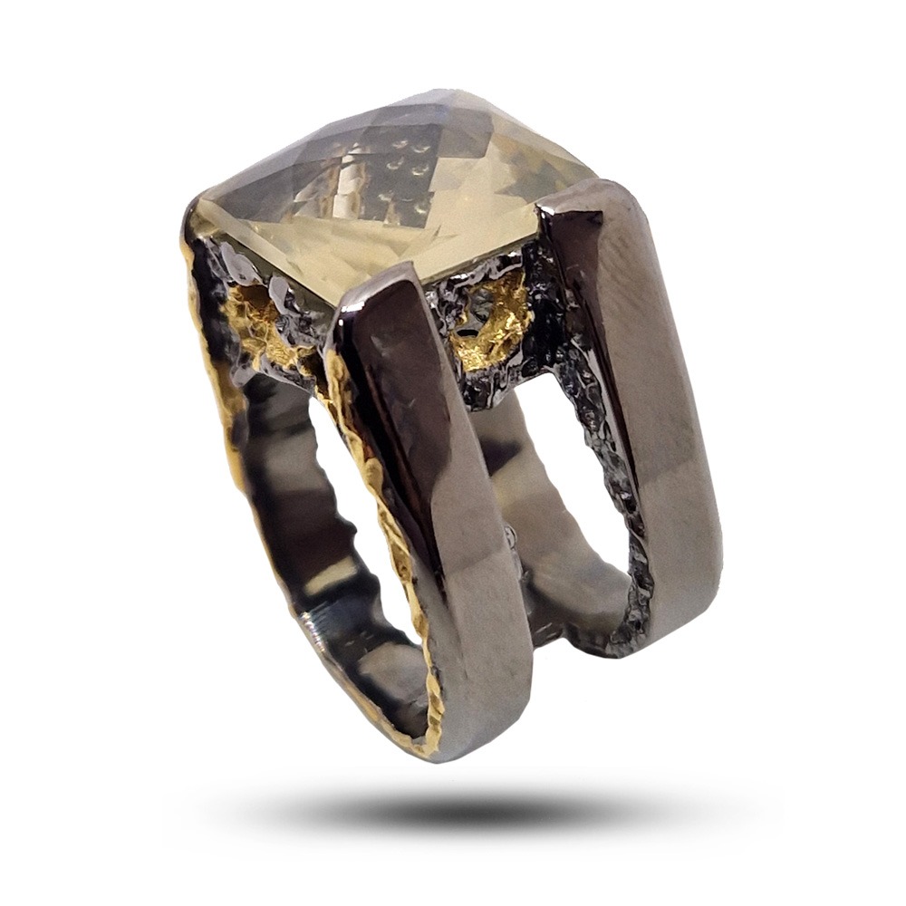 Кольцо из серебра с камнем цитрин-02010308-5