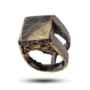 Кольцо из серебра с камнем цитрин, кольцо-перстень «Романум»