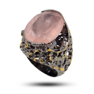 Кольцо из серебра с розовым кварцем «Пантеон», кольцо-перстень