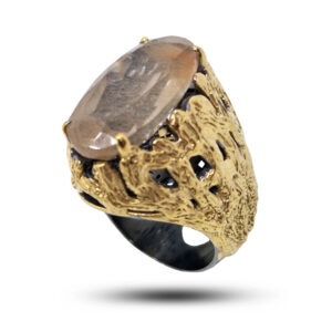 Кольцо из серебра с камнем кварц Волосы Венеры, кольцо-перстень «Возрождение»